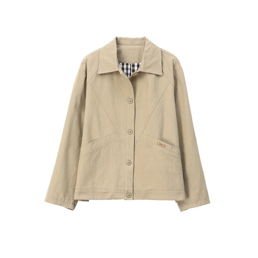 Bolomido Echtes Luxus-High-End-Frauen-Erstjacke für Frauen für Frauen 2025 SOMMER NEUER KURZE Casual Jacket Top Khaki L empfohlen 116-130jin [Jin ist 0,5 kg]