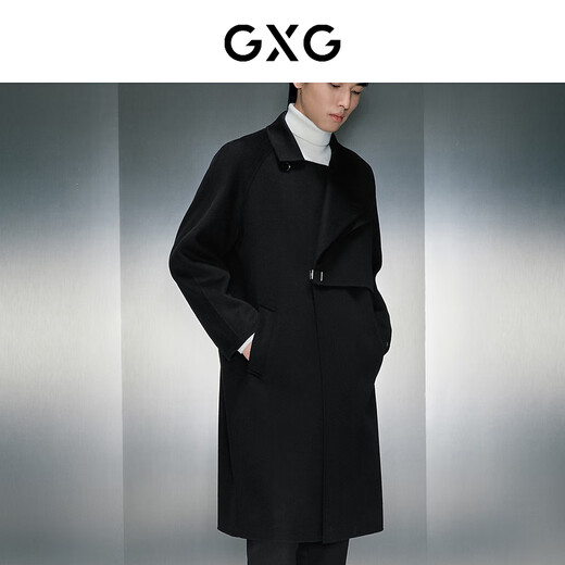 GXG男装 商场同款黑色简约长款大衣 2023年冬季新款 黑色 M