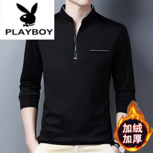 Playboy (Playboy) Pure Cotton Long-Ärmeln T-Shirt Herren lässiger dünner T-Shirt Top Sommer Frühling Herbst Winter im mittleren Alter mit mittleren Alterskragen Basis Langarm Särme 6625 Tiefe Orchid Dünn XL 175 Vorschlag 140-160jin [Jin gleich 0,5 kg]
