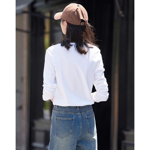 Demana Classic Simple T-shirt Spring and Autumn Round Neck Pullover Basic Bottoming Long Sleeve T-shirt for Women