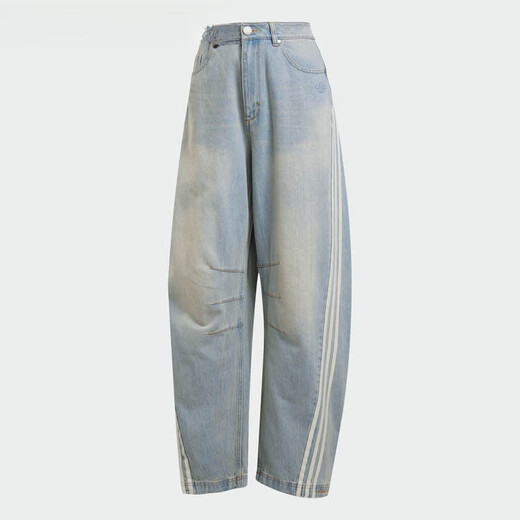 Adidas (adidas) Clover Women's Pants 2025 Spring New Product Wide-Level Washed Denim Sport Pants Scimitar Pants JX9212 JX9214 Dark Blue_Gradial 28