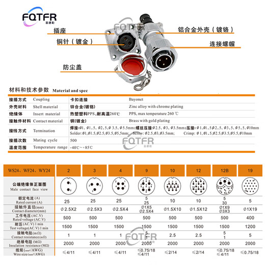 WEIPU aviation plug WY24 234910121912B core waterproof connector TI/Z square socket WY24-12 core plug WY24J12TI
