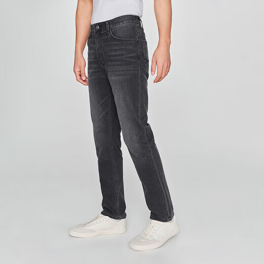 Lee25 spring and summer new product 723 slim mid-waist straight and thin black gray men's jeans cool pants black gray 32