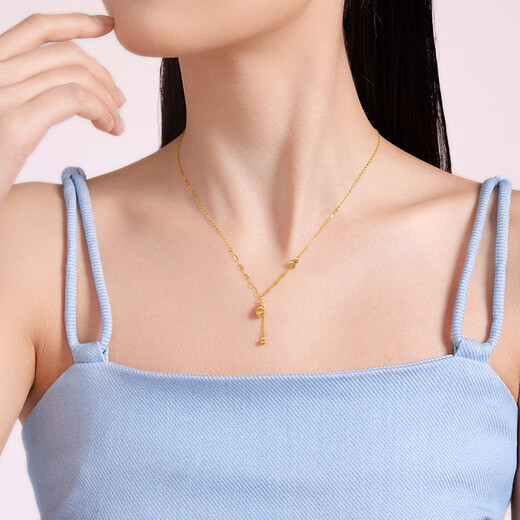 Saifei's birthday gift 18K gold necklace small gourd necklace AB chain for girlfriend 18K gold gourd necklace about 45cm