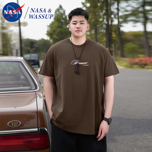 
nasawassup trendy brand American casual large size pure cotton short-sleeved T-shirt men's summer trendy brand ins fat man loose plus fat plus large round neck A6623-white 2XL (recommended 140-160Jin [Jin equals 0.5 kg])