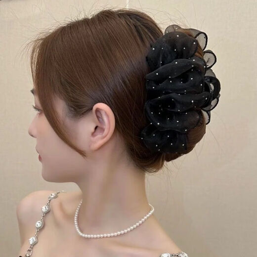 Spring and Autumn New Style Mesh Pleated Hairstyle Large Clip, High-end, Elegant, Fashionable, Tender and Sweet Hair Clip for Women, Gypsophila Clips 13cm 2 pcs