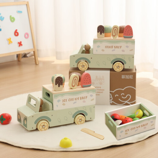 Camión de helados para niños Figani Bebé vendiendo frutas y juguetes masticables de la casa regalos de cumpleaños para niños y niñas