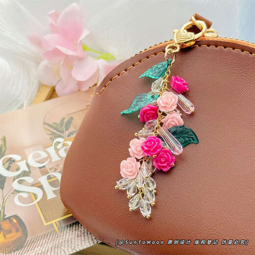 Suntomoon Rose Garden Fleur florale Flomb Bow Keychain Colore Colorful Girl Sac Pendant Boucle Zipper ACCESSOIRES COLOR DE LA COULOI