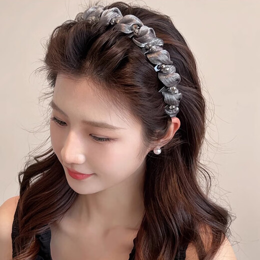 Kamalun (KAMALUN) light luxury women's headband 2025 new high-ceiling face wash special pressure hairpin high-end hair accessories outing headwear silver gray