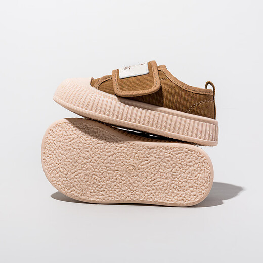 Bobdog (Bobdog) Zapatos para niños Spring and Autumn Soft Sole Breathable Casual Versátiles Versátiles Baby Baby Baby Boys Casual Lienzo Zapatos Brown 23