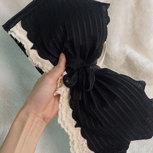 维多利亚的格调女士加厚内衣女小胸聚拢无钢圈舒适bra收副乳防下垂少女文胸套装 黑色【套装】 70A 32