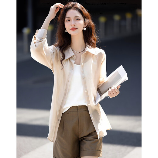 
Demana [Sweet Oxygen Dopamine] Spring and Autumn Breathing Sense Lycel Lapel Shirt Light and Slack Shirt Women's Top