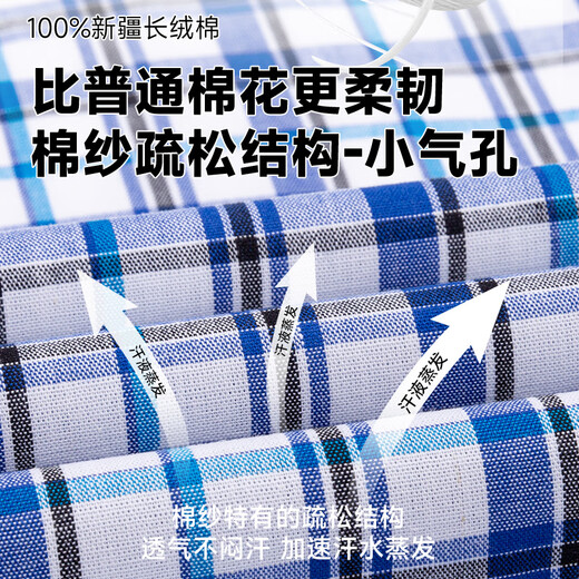 Gy Yager Sommer Neues Plaidhemd Herren-Langsalz mit reinem Baumwoll-Hemd mittleren Alters im mittleren Alter, ohne den Anzug von Daddy zu bügeln CM738-21 Pure Cotton S 38 Empfohlen 100-115jin [Jin gleich 0,5 kg]