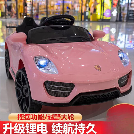 Large children's electric four-wheel car car toddler remote control 1-6 years old baby 4-wheel toy car children can charge and sit on fashion red early education self-driving + remote control