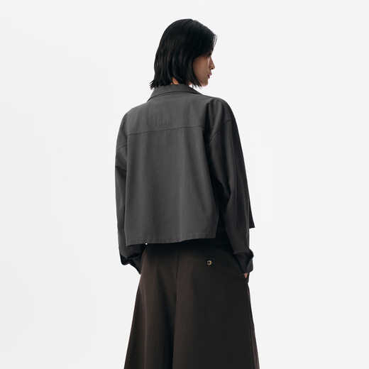 播商场同款松弛感短款外套女25早秋新品慵懒休闲上衣BDS3WD3046 G20霜灰 XS