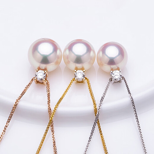 Queen of Pearls Princess Diana Style S925akoya Seawater Pearl Pendant Pearl Necklace for Women Birthday Gift S925 Silver + S925 Silver Flash O Chain 8.5-9mm