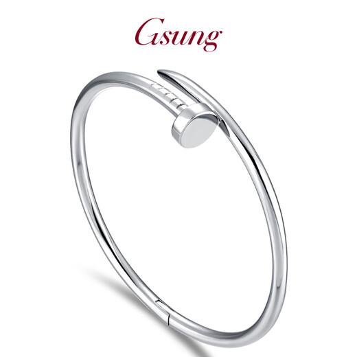 GsunG Platinum PT950 Nail Bracelet Pure Women's Platinum Open Oval Smooth Bracelet Concubine Bracelet supports customization and is calculated based on the gold price of the store on the day