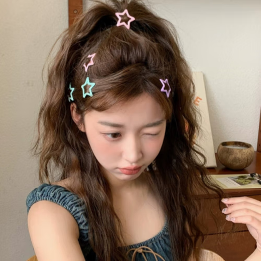 IMIESEVE star hair clip women's hair clip side bangs clip five-pointed star cute children's hair clip dopamine star hair clip 10 pack mixed color -