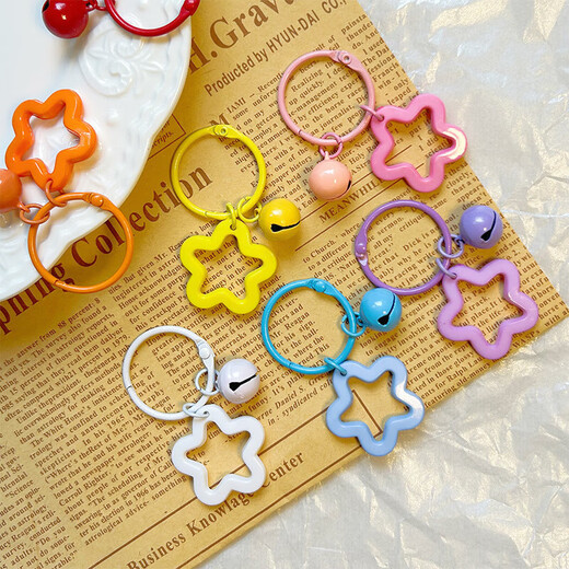 Colorful five-pointed star acrylic keychain pendant, dopamine color earphone case pendant, couple bag decoration, 1 color star keychain (random color)