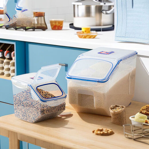 10 kilogrammes Jin [Jin est égal à 0,5 kg] baril de riz 12 litres baril de farine avec boîte de stockage d'insectes à résidence anticipée à l'épreuve de l'humidité des roues HPL510 Food Grade EJR9737L