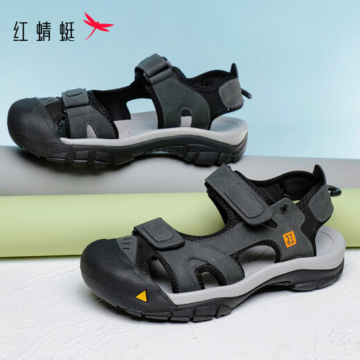 Libellule rouge sandales extérieures masculines 2025 Été étouffement doux élastique chaussures de plage à semelle épaisse respirante whl25420 gris noir 43