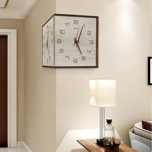 SANQIHU Reloj de reloj de pared de dos lados Reloj Home Hogar moderno de madera sólida Simple Mute Silw Wood Reloj Decorativo de dos lados Reloj 9195 Wooden Pure White Calendar Modelo de calendario Muto 12 pulgadas