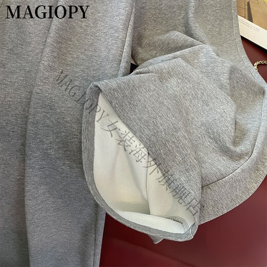 MAGIOPY国际奢侈高档品牌2025春欧货灰色休闲时尚套装女高端洋气减龄连帽 灰色两件套 S(100斤以内)