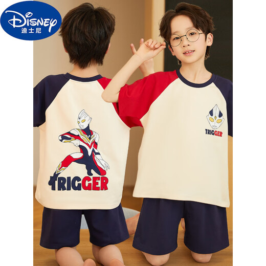 迪士尼（Disney）儿童棉睡衣男孩2025夏季款宝宝套装男童布莱泽装甲奥特曼家居服 N682布莱泽装甲-男童 100 cm/8码【身高85-102cm】