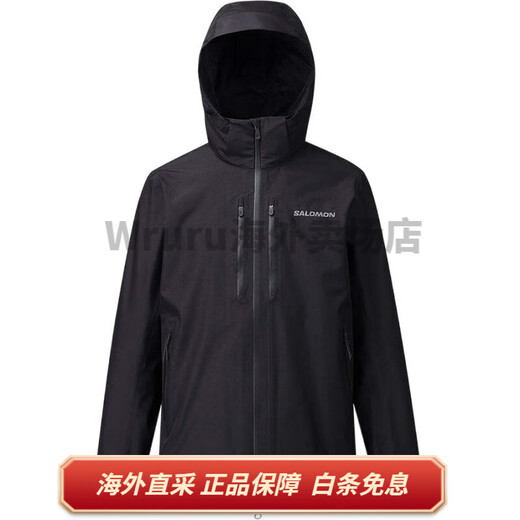 萨洛蒙（Salomon）韩国线SLATE岩系列纯色连帽拉链长袖夹克外套 男女同款 黑色 黑色 M