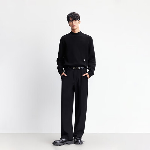 JACK&JONES autumn and winter men's sweater sweater base layer warm letter embroidery versatile trendy classic simple 225324009