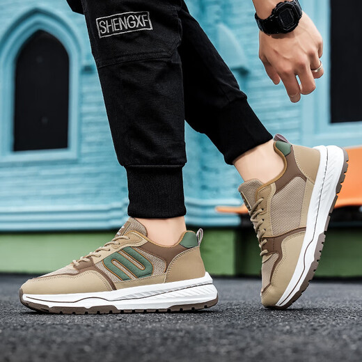 
Light luxury brand men's shoes mesh breathable and fashionable versatile Forrest Gump shoes men's trendy shoes non-slip wear-resistant sports casual shoes 9913 white 43
