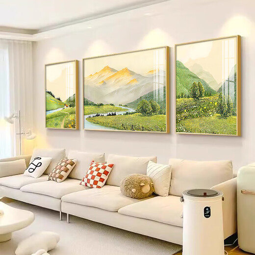 
Yihuanyu Living Room Decoration Painting Sofa Background Wall Hanging Painting Light Luxury High-end Atmospheric High-end Wall Painting New Triangle Wall Painting