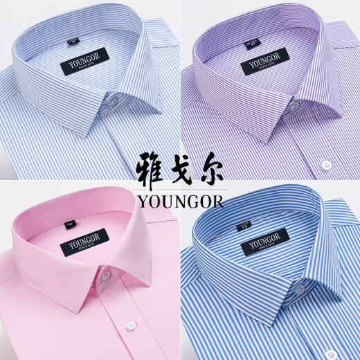 CEO雅戈尔长袖衬衫男士新款纯棉免烫中年休闲高端职业正装衬衫衬衣服 6636 38 (建议100-115斤)