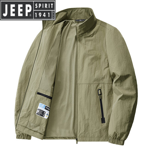 JEEP SPIRIT Spring and Autumn Stand Collar Jacket Men's Loose Casual Men's Windbreaker Thin Jacket Spring Outdoor Sports Clothing Trend Dark Blue 2XL