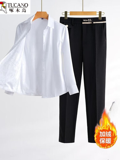 Woodpecker gray velvet shirt women's thickened autumn and winter 2026 new one-piece velvet professional work clothes tops commuter shirt velvet gray shirt S