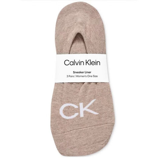 Calvin Klein袜子女CK船袜【舒适隐形】防臭浅口不掉跟防滑女袜7A抑菌夏季吸汗 Neutral Assorted 3双 均码