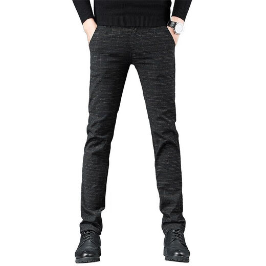 New men's cotton and linen casual pants, grinding elastic small straight-leg trend versatile slim business pants for men, four seasons WL 688 gray 34