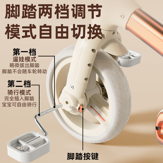 贝趣儿童三轮车1-3-6岁平衡车可折叠脚踏车三合一宝宝小孩幼儿自行车 白 【四合一】折叠+辅助轮灯+推杆 2-4岁周岁生日礼物