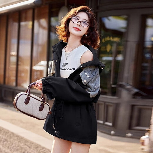 ROMON (ROMON) jacket for women's windbreaker mid-length 2025 spring and autumn new style small person loose and versatile casual large size fashionable and slim Khaki S