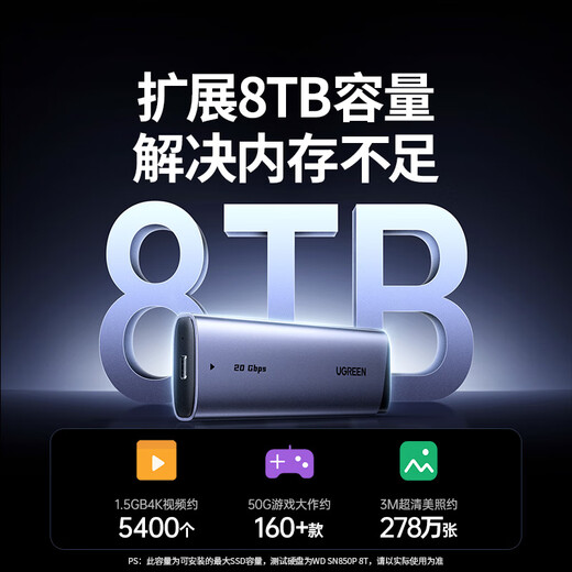 Greenlink M.2 NVMe/SATA solid-state mobile hard drive enclosure 20Gbps USB4 hard drive enclosure 40Gbps Compatible with Thunderbolt 3/4, suitable for Apple Macmini notebook SSD solid-state M.2 NVMe/SATA 20Gbps with CC cable