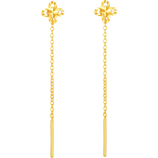 Saturday blessing yellow 18K gold earrings for women four-leaf clover color gold ear wire birthday gift C0921039 pair