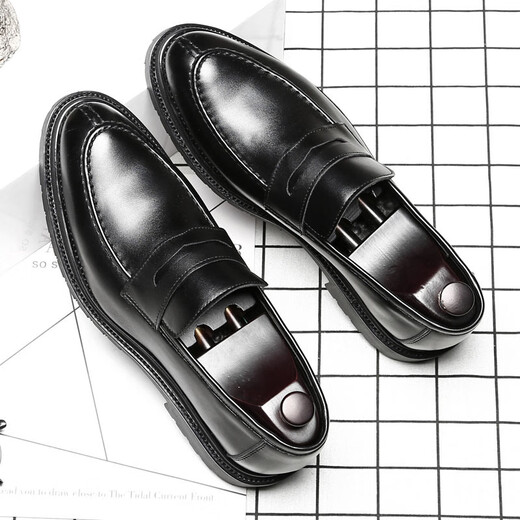 
Ruan Dai (RUANDAI) Doudou shoes men's trendy British style lazy loafers business formal wear breathable casual leather shoes 9715-D black 38