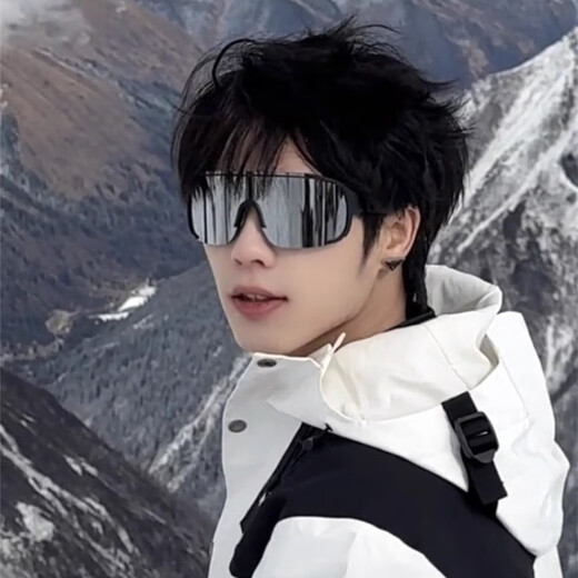 Windproof day and night sunglasses, sun protection and glare-proof cycling glasses for men and women, trendy and cool reflective sports ski goggles, sunglasses - white frame mercury film - 1 pair