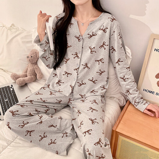 纯欲风蝴蝶结吊带睡衣女带胸垫三件套领开衫外套长袖家居服套装 13803＃黑色三件套带胸垫 M 建议80-100
