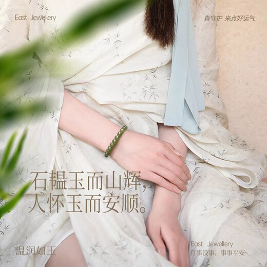 Hongliangyuan Selected Hetian Jade Loose Bead Bracelet Genuine Clear Water Beads White Jade Bracelet Old Type Bucket Beads Men's and Women's Accessories with Beads Deep Clear Water Hetian Jade-11*12MM*1