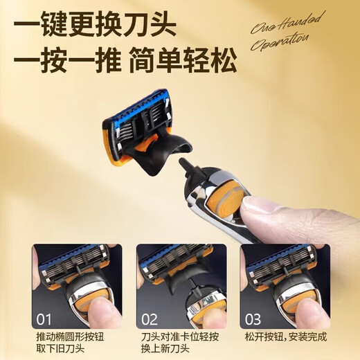 Importierter Fünf-Schicht-Handbuch Rasiermesser aus Deutschland, importierter Metallgriff, chinesisches Valentinstagsgeschenk, 1 Griff, 9-Bit-Kopf