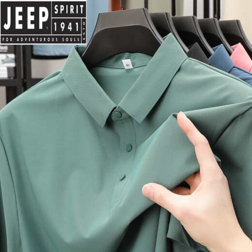 JEEP SPIRIT级冰丝凉感无痕短袖男款t恤2025年新款男士polo.衫翻领打底衫 12358珠光白 M