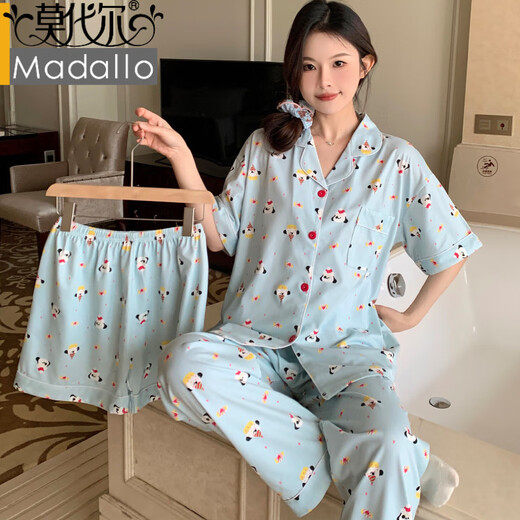 Modal ice silk pajamas women ins wind kidie cat hellokitty spring and summer cute sweet three-piece set home clothes women 14116# 2XL [Suggested 130-145Jin [Jin equals 0.5 kg]]