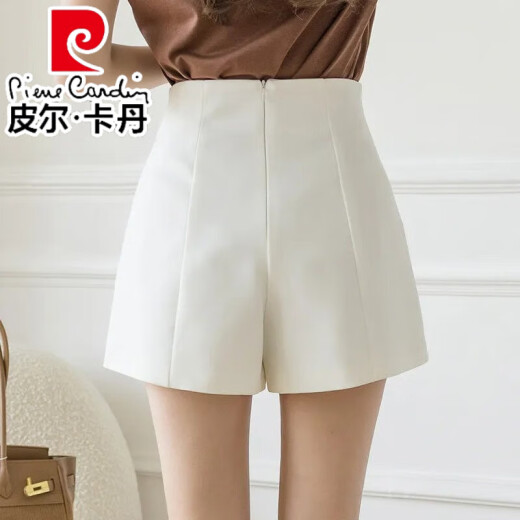 Pierre Cardin Shorts White Suit para mujeres 2025 NUEVO AUTISO DE SUMERA Estilo de verano Slimming A-Line Chiffon Pantalones de patas ancho 854 Negro [Competente de viaje] S S S sugirió 85-95Jin [Jin equivale a 0.5 kg]