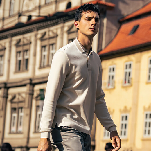 Mr. Bu Long Sleeve Polo Shirt Men's Business and Casual 2025 Autumn New Solid Color Lapel Base Shirt Top Men's BT16866 Yami Apricot L (175)